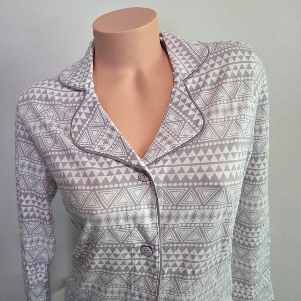 Cosabella Grey Geometric Tribal Print Pajama Set Long Sleeve Top Shorts PJ S - Picture 16 of 16